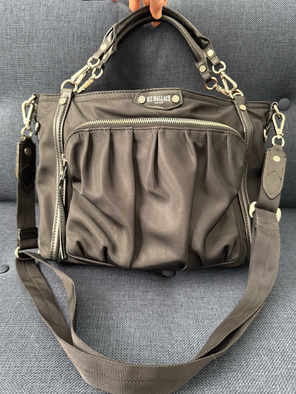 MZ Wallace Black Moto Small Nikki Convertible Shoulder Satchel